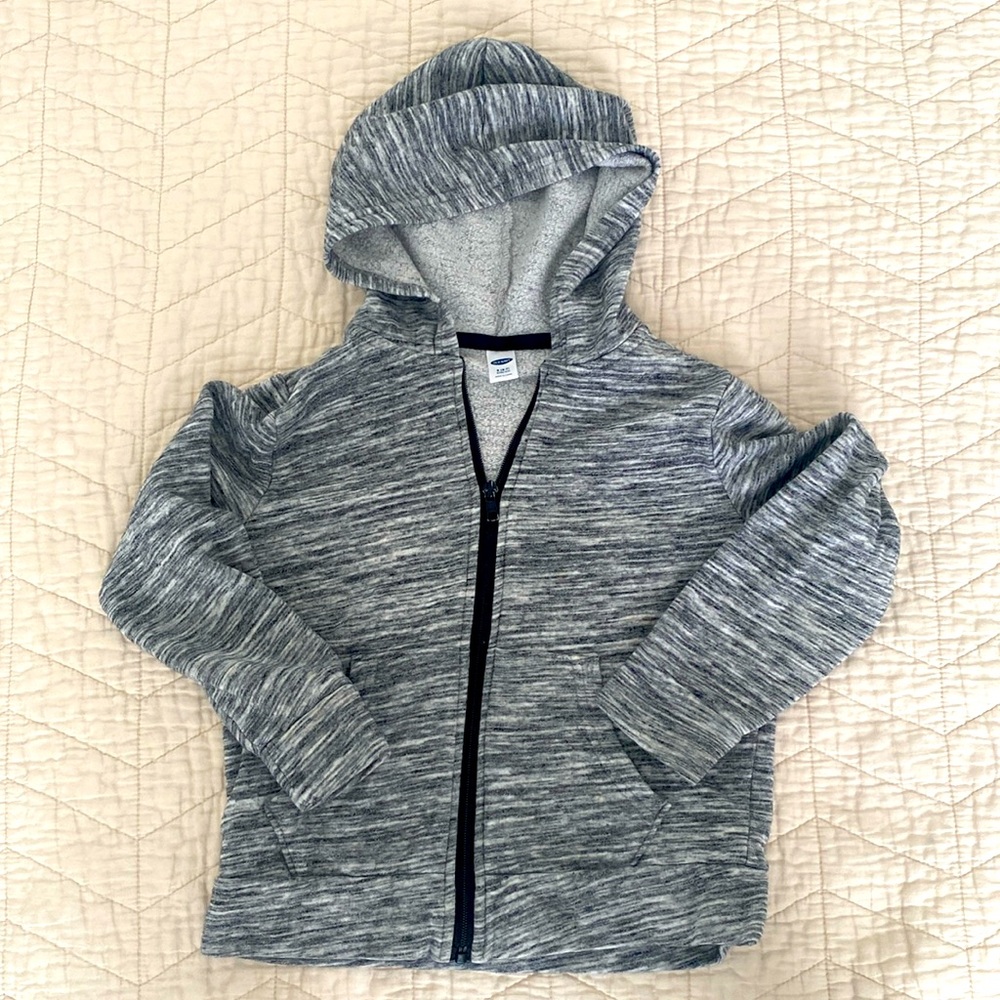 Old Navy Kids Unisex Zip Up Black & White Hoodie - Size Small 6-7